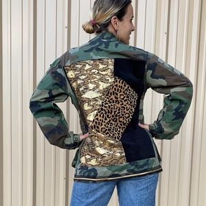 Custom Vintage Patch Army Camo Festival Jacket